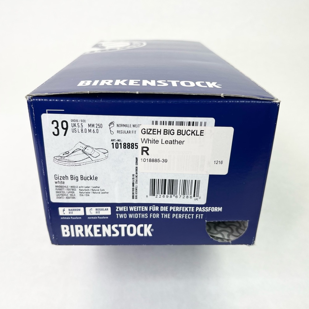 **SOLD** Birkenstock Big Buckle Gizeh White Leather 39 Regular Women 8 Men 6 - Picture 12 of 16